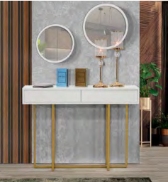 Móvel de entrada com design decorativo e funcional